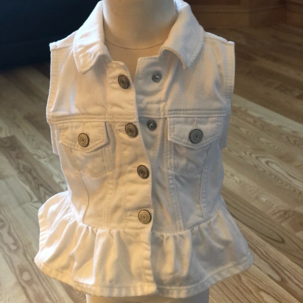 GAP White Denim Peplum Vest